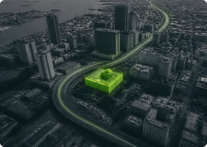 Aerial view of urban infrastructure